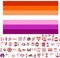 GoldRock Bandiere (B-Lesbian Flag+Sticker), bandiera lesbica 150 x 90 cm + 60 adesivi, bandiera lesbica Pride Flag, bandiera lesbica Pride Merch per interni, esterni, LGBTQ, Pride Events