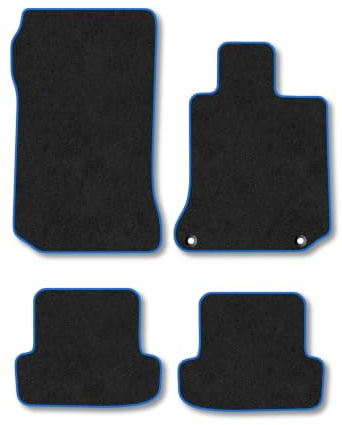 Mercedes C-Class (2008-2014) [Coupe, Automatic] Carpet Car Mats | Blue Edge Trim Tailored Fit Floor Mats Full Coverage Protection Accessories Easy Clean Anti Slip Made in the UK