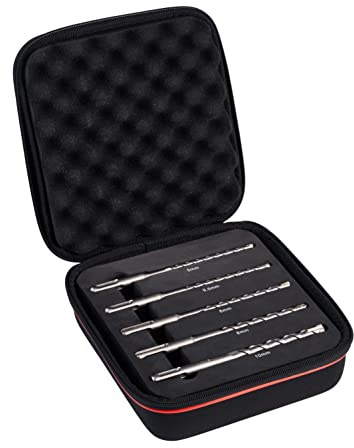 Starrett SDS Plus Drill Bit Kit - 5 Piece KBPXK05 PGM Approved Carbide Tip 4 Point Flute Hammer Drill Bit Set - For Concrete Masonry Stone Bricks