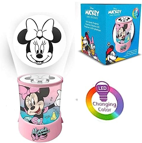 Minnie Mouse Projector Night Light for Girls – LED Rotating Kids Lamp Battery Operated | Portable Bedroom Nursery Light for Toddlers | Disney Themed Table Lamp Gift for Children 3+ Years