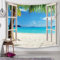 Mesnt Wandteppich Groß 200x200, Tropisch Wandteppich und Tagesdecke Aesthetic Room Décor, Wandtuch Tapestry Tapisserie Wandbehang (Blau Weiß, 200x200cm)