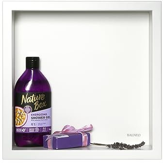 BALNEO WALL-BOX ONE Niche de Douche Murale en Acier Inoxydable Blanc, Étanche, Installation Flexible, 30x30x10cm, Blanche, Niche Pour Ustensiles de Salle de Bain, Sans Carrelage