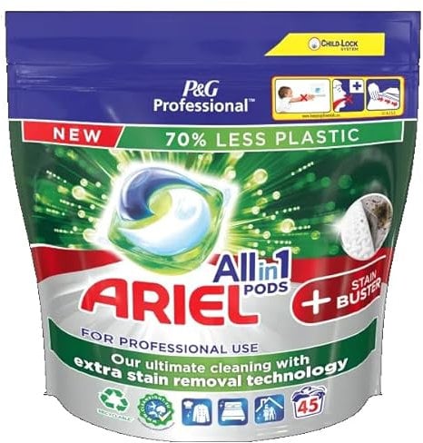 Ariel Professional Pods Washing Liquid Capsules Stain Buster 45 Washes