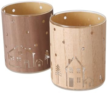 BOLTZE Homewood Windlicht braun Sortiert 12cm (1 Stück)