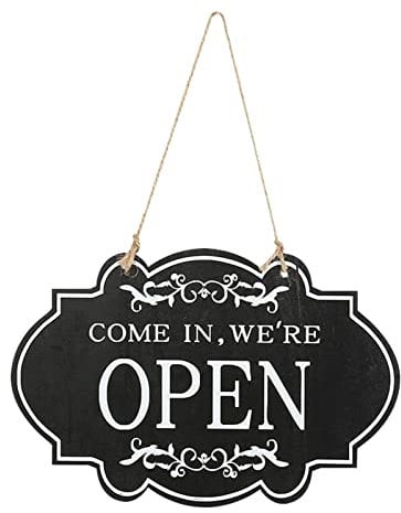 Schild Open and Close – doppelseitiges Schild Store Open and Close, Come in We Are Open/Sorry We Are Close, rustikales Informationsschild, Restaurant, Bar, wendbar, Vintage-Holzschild,