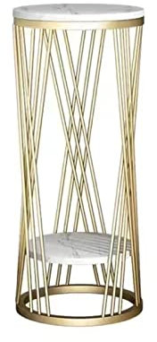Tall Plant Stand, Scandi Style Accent Table Tall Sofa Side Table Black, Golden Creative Frame,Marble Top& Shelf,for Art Studio Entrance(Size:30 * 90CM