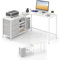 LIFEZEAL L-förmiger Eckschreibtisch, Schreibtisch mit 2 Computerhalter, Arbeitstisch mit Ladestation, Schubladen & Regale, Computertisch für Arbeitszimmer, Büro, Vintage (Weiß)