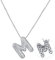 RWQIAN Bubble Buchstaben Kette Silber M Damen Balloon Initialen Haskette Bling Zirkonia Buchstaben Kette Anhänger Blase Letter Schmuck Geschenke für Frauen