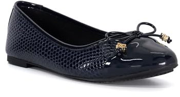 Dune Ladies Hallo Charm-Detail Ballet Shoes Size UK 3 Flat Heel Ballet Pumps Navy
