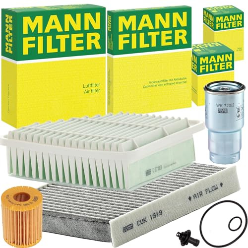 Mann Filter Inspektionspaket | CUK1919 (LAK490)+C27013 (LX2864)+HU7009z,+WK720/2X Kompatibel mit Avensis Kombi (_T27_),Avensis Stufenheck (_T27_),Verso (_R2