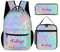SweetJECCU Mochila de mariposa personalizada con lonchera y juego de estuche, juego de 3 mochilas escolares personalizadas, Arco iris, L, Mochila con fiambrera