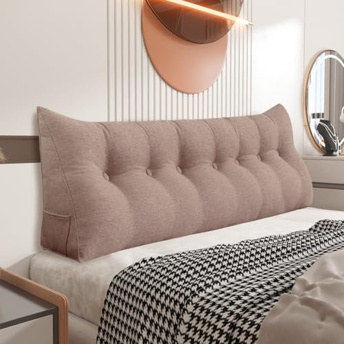 Johnear Rückenkissen Keilkissen Bett Lesekissen，Rückenlehne Kissen für Sofa Lendenkissen Bettkopfteil, Großes Dreieckige Bettkeil Bücherkissen Stützkissen (Dunkelpink，200cm)