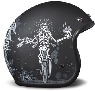 DMD Retro Ghost Rider Matt Black Open Face Helm Jethelm Motorradhelm ECE22.06, L