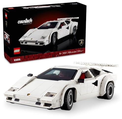 LEGO Icons Lamborghini Countach 5000 Quattrovalvole Model Car Kit - Collectible Building Set for Adults, Ages 18 and Up Detailed with Scissor Doors, V12 Engine & More 10337