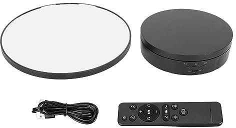 TOPINCN Rotating Display Stand with Remote Control Plastic Glass 2 in 1 Automatic 360 Degree Electric Turntable for Photography Product Jewelry (Plastic+glass 2)