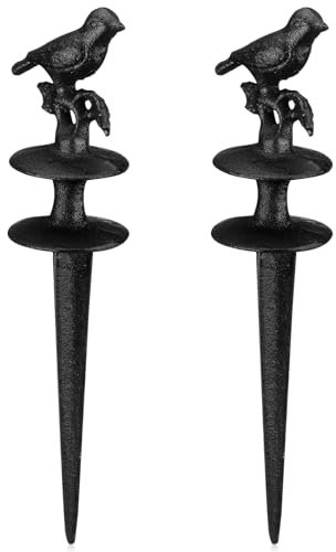 MorningRo 2 Pcs Garden Hose Guide Spike Bird Metal Hose Support Spikes Decorative Aluminum Garden Stakes Water Hose Protector Keeps Garden Hose Out of Flower Beds for Plant Yard Lawn