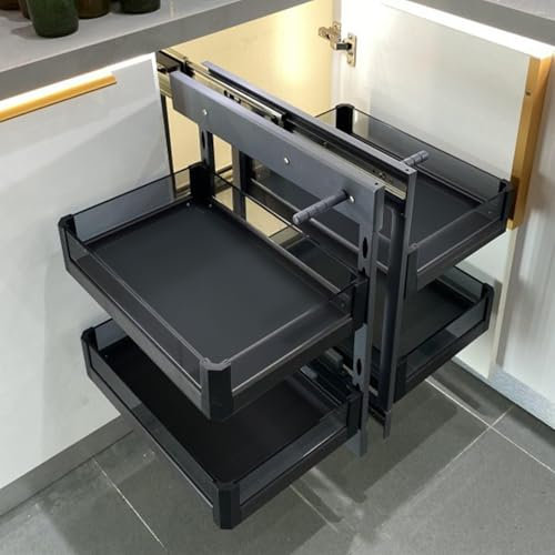 Organizador de gabinete extraíble para cocina de esquina con cierre suave y 4 cestas de almacenamiento, cesta extraíble de esquina universal izquierda y derecha 900