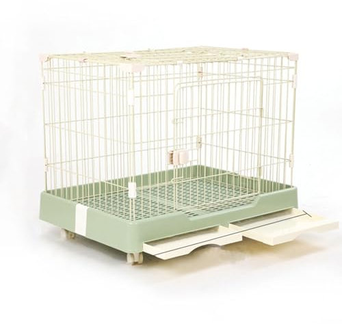 CVERTHAF Kaninchenkäfig für drinnen und draußen, für Frettchen, Chinchillas, Kleintierkäfig, großer Kaninchenkäfig, herausziehbares, auslaufsicheres, waschbares Tablett (grün, 82 x 57 x 65 cm)