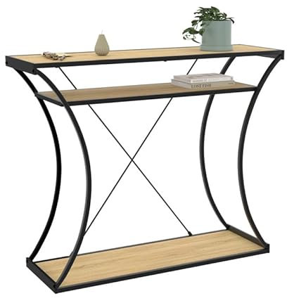IDMarket - Console Pieds courbés Detroit avec Double étagères Design Industriel