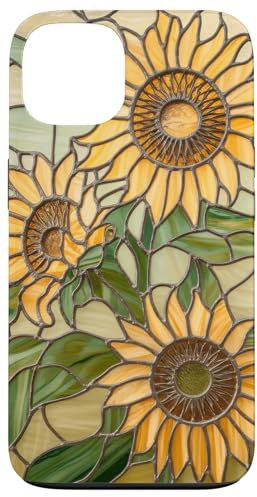 Aesthetic Watercolor Stained Glass Sunflower Case for iPhone 13