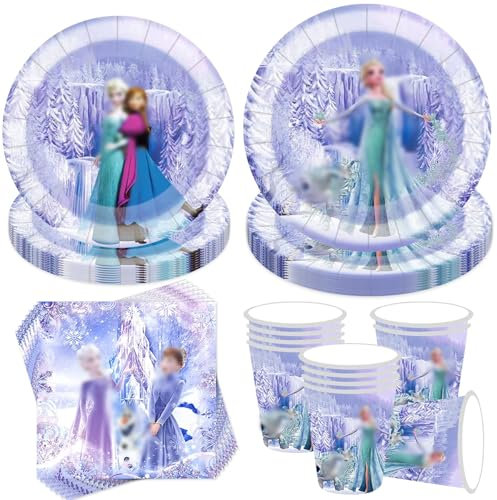 50 Stück Partygeschirr Set,Kindergeburtstag Geschirr Set,Partygeschirr Geburtstag,Kindergeburtstag Deko mit Teller Becher Servietten,Party Geschirr für 10 Gäste