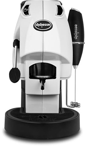 Didiesse Baby Frog Coffee & Tea Kaffeemaschine für Pads, mit Milchaufschäumer und doppeltem Padhalter für Kaffee und Tee, geringer Verbrauch 450 W, Warmwasserspender (weiß)