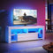 SUNXURY LED TV Lowboard Weiß, TV Schrank 140cm mit 16 Led Farben Beleuchtung TV Board mit Glasböden Hochglanz 140 x 35 x 50,5 cm