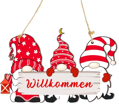 Weihnachten Anhänger Holz Bastelset,Bemalt Willkommen Schild Weihnachtsdeko | 20*17cm Bunte Weihnachtsschmuck zum Basteln Deko mit Schnur,Fensterhänger weihnachten,Geeignet für Türen, Fenster,Wände