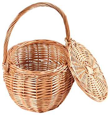 Picknickkörbe mit Zwei Griffen und Deckel, Picknickkorb aus Weide, natürlich gewebter Osterkorb aus Bambus