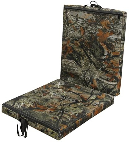 Sitzauflage mit Baumstütze - Jagd 80x35 cm, atmungsaktive Oxford Stütze, Komfortmatte Camouflage | Langzeitsitzhilfe mit Lastreduzierung, Einsatz in