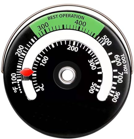 Magnetische Ofen Thermometer Kaminofen Rohr Thermometer Messgerät, 0–500℃/100~900℉, Holzbrennerthermometer und Ofenrohr, Holzscheit Schornstein Rohrkamin, Metallzubehör für Kamin und Pelletofen