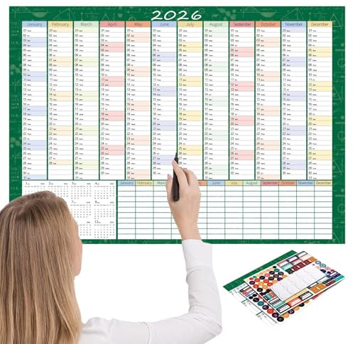 Imtrub Jahreskalender, beschreibbares Poster, großer Jahreskalender, für Studenten, Erwachsene, Lehrer, Teenager, Wohnzimmer, Schlafzimmer, Arbeitszimmer, Wohnheim