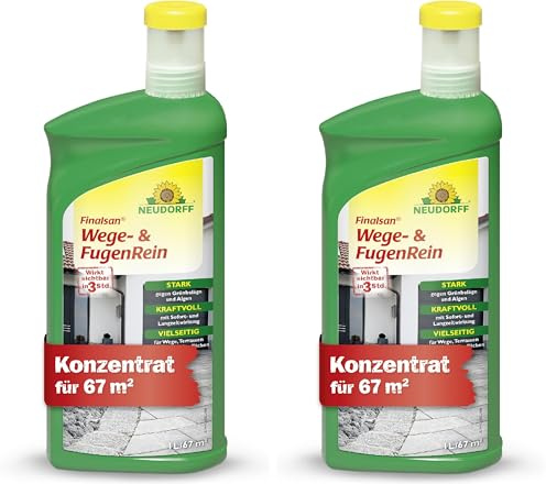 Neudorff Finalsan Wege- & FugenRein – Schnellwirkendes Reinigungskonzentrat gegen Grünbelag auf Wegen, Terrassen und Mauerwerk, 1 Liter (Packung mit 2)