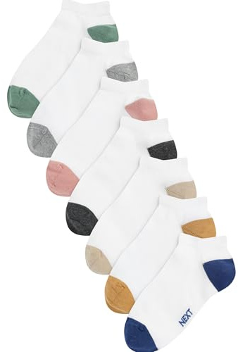 NEXT Jungen Sneaker-Socken mit hohem Baumwollanteil, 7er-Pack White/Bright Heel and Toe 26.5-30.5