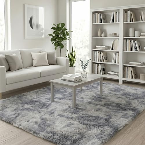 Pergamon Fluffy Shaggy Teppich Grau – Hochflor Teppich extra weich, moderner Wohnzimmer Teppich, kuschelig & pflegeleicht
