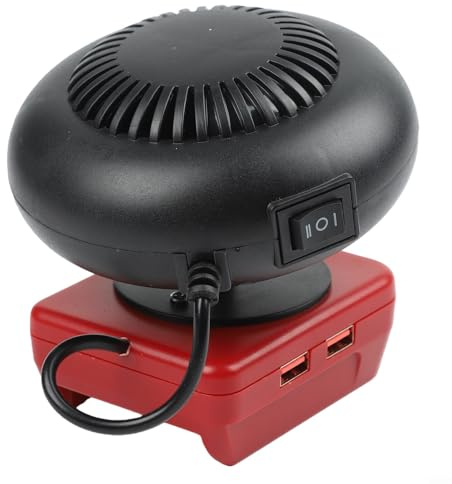 Termoventilatore portatile a batteria doppia aria calda e fredda per utensili elettrici compatibili 18v 20v ventilatore a batteria con connettore USB rotazione silenziosa materiale ABS nero per