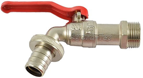 Agora-Tec Wasserhahn 3/4 Zoll AG mit 3/4 Zoll Schlauchtülle vernickelt (Auslaufventil für Garten Schlauch)