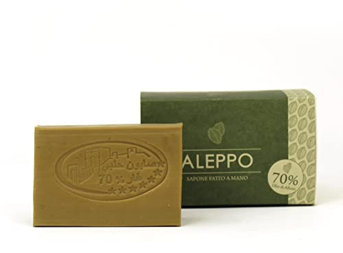 Lynpha Vitale - Savon d’Alep avec 70% d’Huile de Laurier - méthode traditionnelle - Alep pur et naturel, recette originale - Fabriqué à la main en Turquie - 125 gr