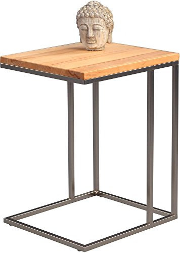 Beauty.Scouts Möbel MM Beistelltisch Kira 2, massiv Kernbuche, Metall Edelstahloptik, 38 x 62 x 43 cm, Couchtisch, Wohnzimmertisch, Ablagetisch