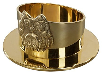 Kerzenleuchter mit Eule Gold für Kerzen Ø 50 mm für Taufkerzen, Geburtskerzen, Lebenslichte
