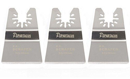 3 x Spartacus 52mm Flexible Stepped Scraper Multitool Grout Glue Paint Blades