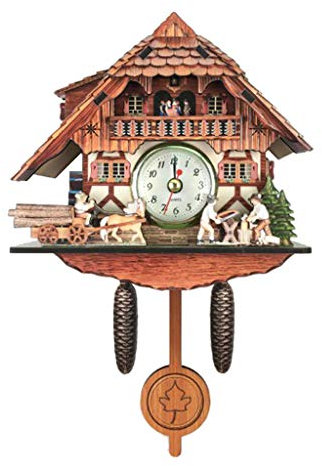 Fenteer Schwarzwalduhr Kuckucksuhr mit Quarzwerk und Kuckuckruf - G