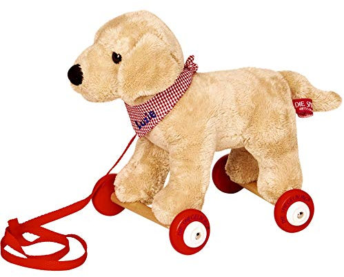 Die Spiegelburg - Labrador Luzie auf Holzrollen - Lustige Tierparade -15161, Kuscheltier mit Leine zum Hinterherziehen, Nachzieh- Spielzeug für Kleinkinder