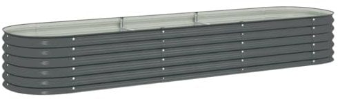 vidaXL Hochbeet Stahl Grau 320x80x44 cm Gemüsebeet Pflanzbeet Frühbeet Garten