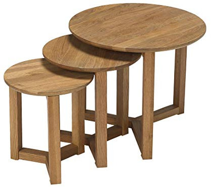 LPD Home Stow Nest of 3 Tables – Solid Oak | Versatile Coffee & Side Tables | Timeless Design for Living Rooms & Bedrooms | Elegant & Functional Furniture Set