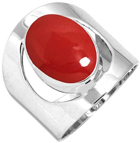 Jeweloporium 925 Sterling Silber Ringe für Damen Roter Stein mit Stein Boho Silber Ringe Größe 61(19.4) Geburtstag Geschenk Handgefertigt Schmuck