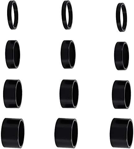 12Pcs Handlebar Spacers MTB Headset Spacers Bike Stem Spacers Handlebar Stem Spacers Scooter Spacers Black Threadless Fit 1-1/8-inch Stem for BMX MTB Mountain Road Bikes Cycling 2mm 3mm 5mm 10mm
