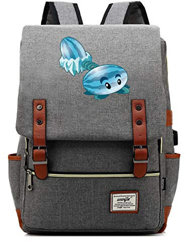WANHONGYUE Game Plants vs. Zombies College Student Schoolbag Vintage Rucksack 15.6-inch Laptop Backpack with USB Charging Port Light Grey / 2