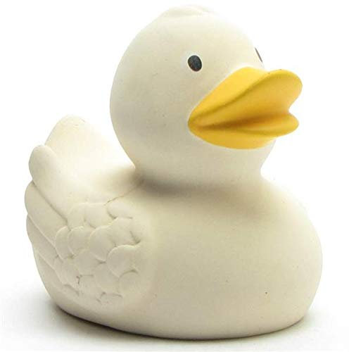 Duckshop I Badeente Naturkautschuk I Gummiente I Weiss I L: 7,5 cm I inkl. Badeenten-Schlüsselanhänger im Set