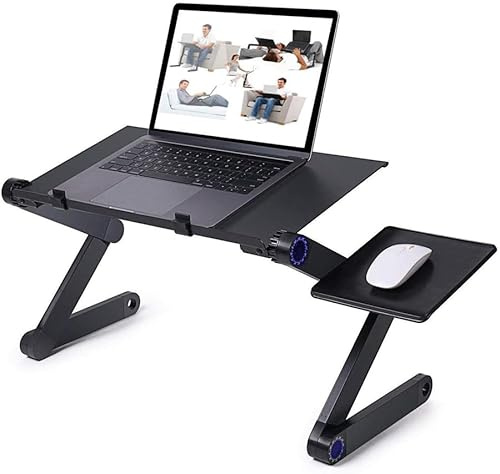 INF Verstellbarer Laptoptisch mit Mausmatte - Schwarz
